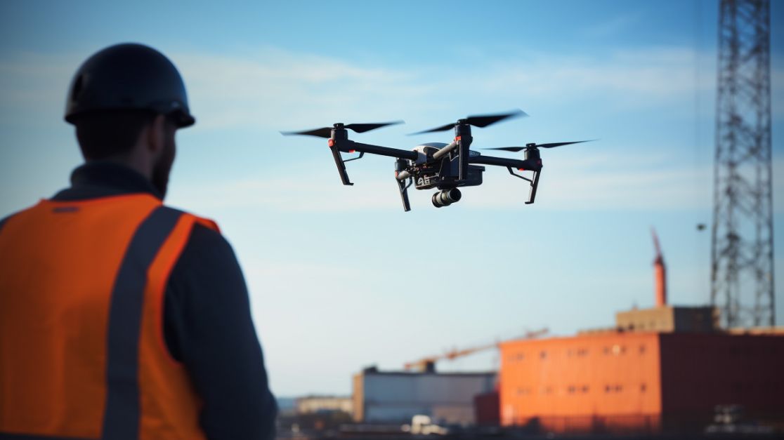 Drohneneinsatz in Industriegebiet